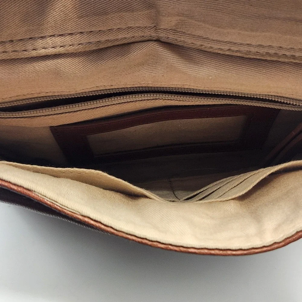 Lucky Brand Leather Crossbody Bag Brown Tan Adjustable Strap Made‎ in India